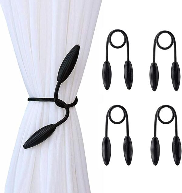 4-Pack Black Curtain Holdbacks Decorative Window Drape Twist Curtains