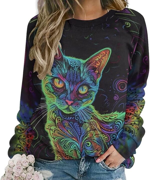 ZOCAVIA Women's Y2K Art Cat Sweatshirts