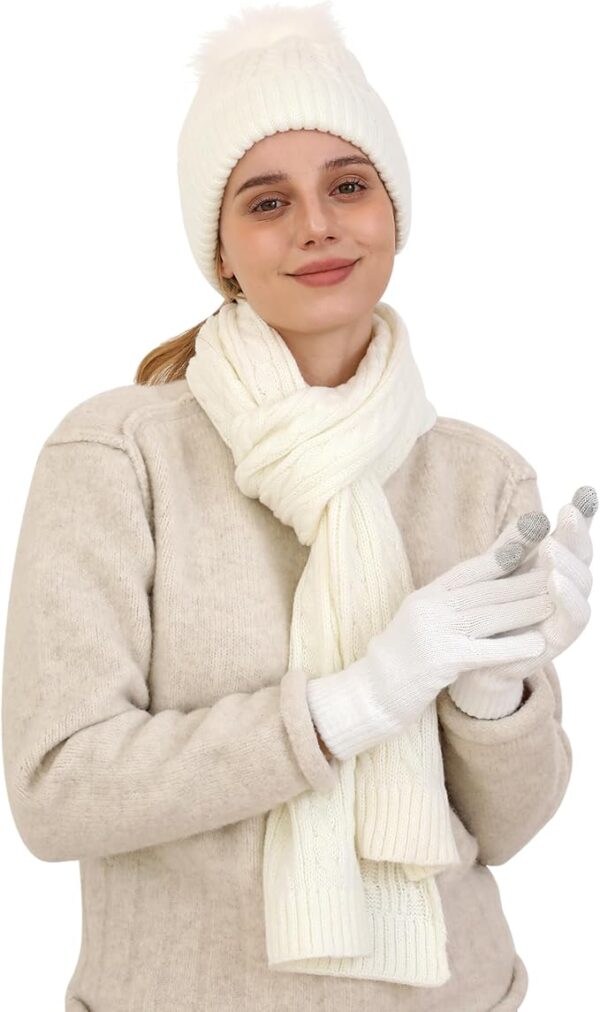 Winter Beanie Hat Scarf Gloves - Image 3