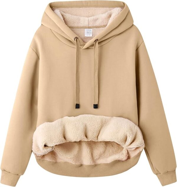 Warm Fleece Sherpa Lining Large Size Hooded Pullover