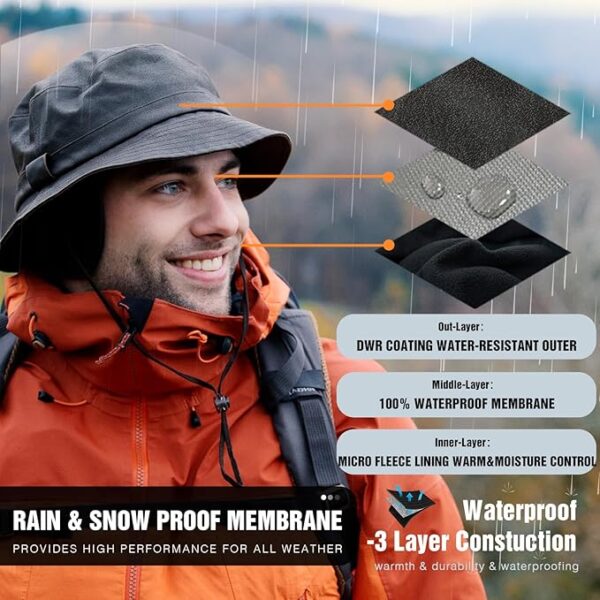 TOP-EX L/XL/XXL Waterproof Golf Bucket Rain Hat - Image 2