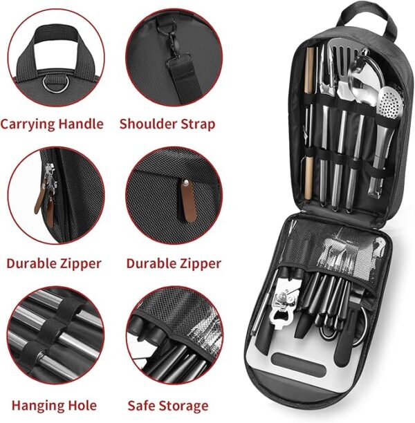 Camping Kitchen Utensil Set-27 Piece Cookware Kit, Stainless Steel Outdoor Cooking - Image 2