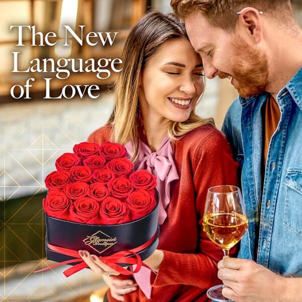 16 Flower Forever Heart Shape Box - Preserved Roses, Immortal Roses - Image 2
