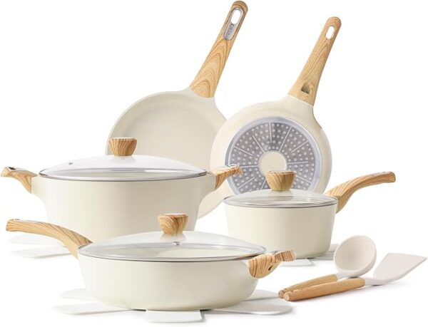 SENSARTE Ceramic Cookware Sets, Pots and Pans Set Nonstick, 14